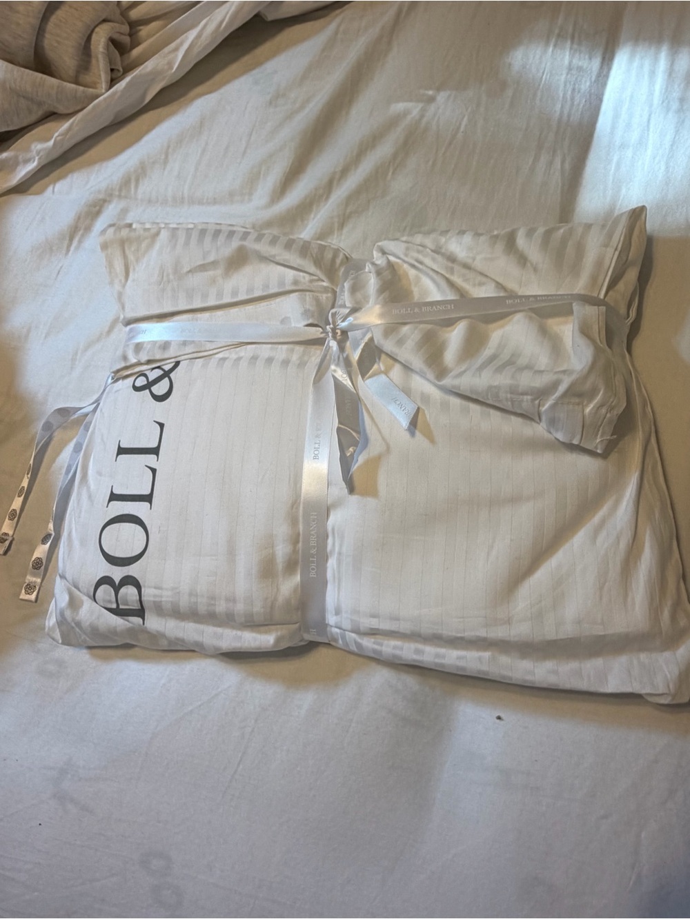 Boll & Branch White Stripe Duvet Cover